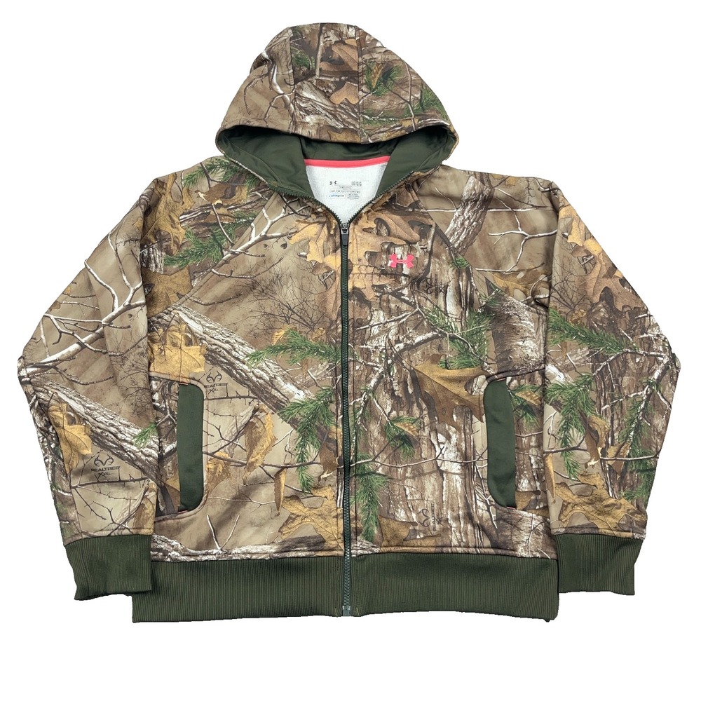 Under Armor Camo Hoodie Women Large Realtree Xtra Full Zip Semi Fitted Jacket